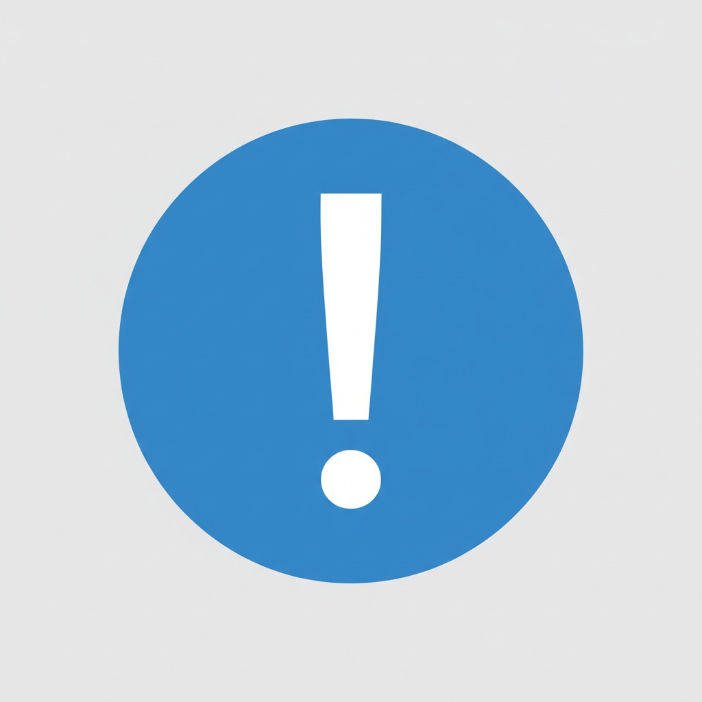 A white exclamation mark centered inside a blue circle.